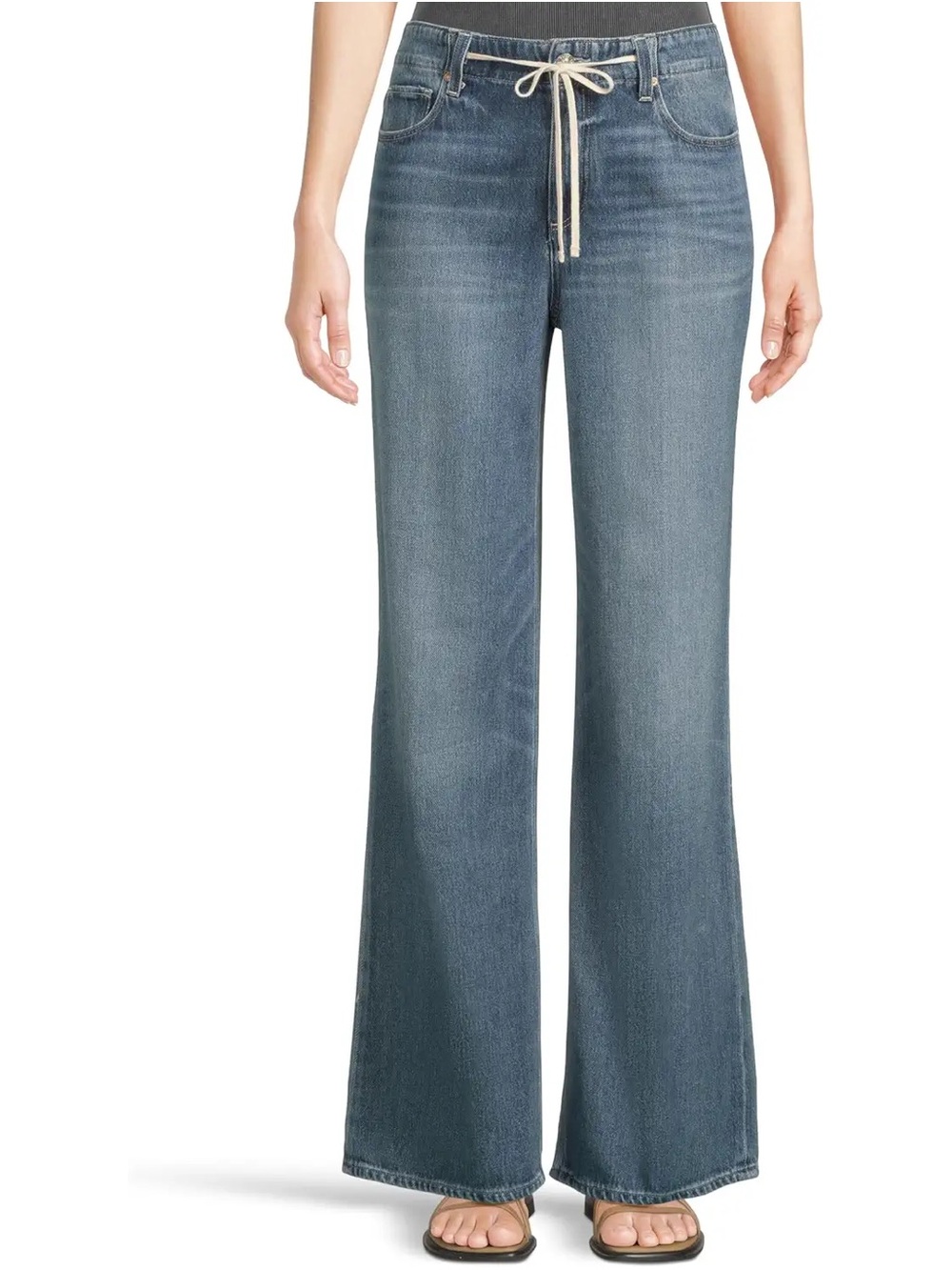 PAIGE Zoey Wide Leg Drawstring Jeans in Jazz Club